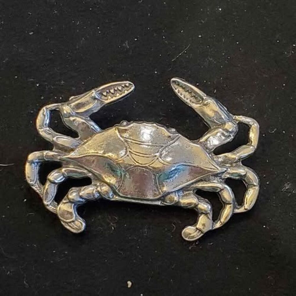 Cran Brooch Silvertone Marked SP